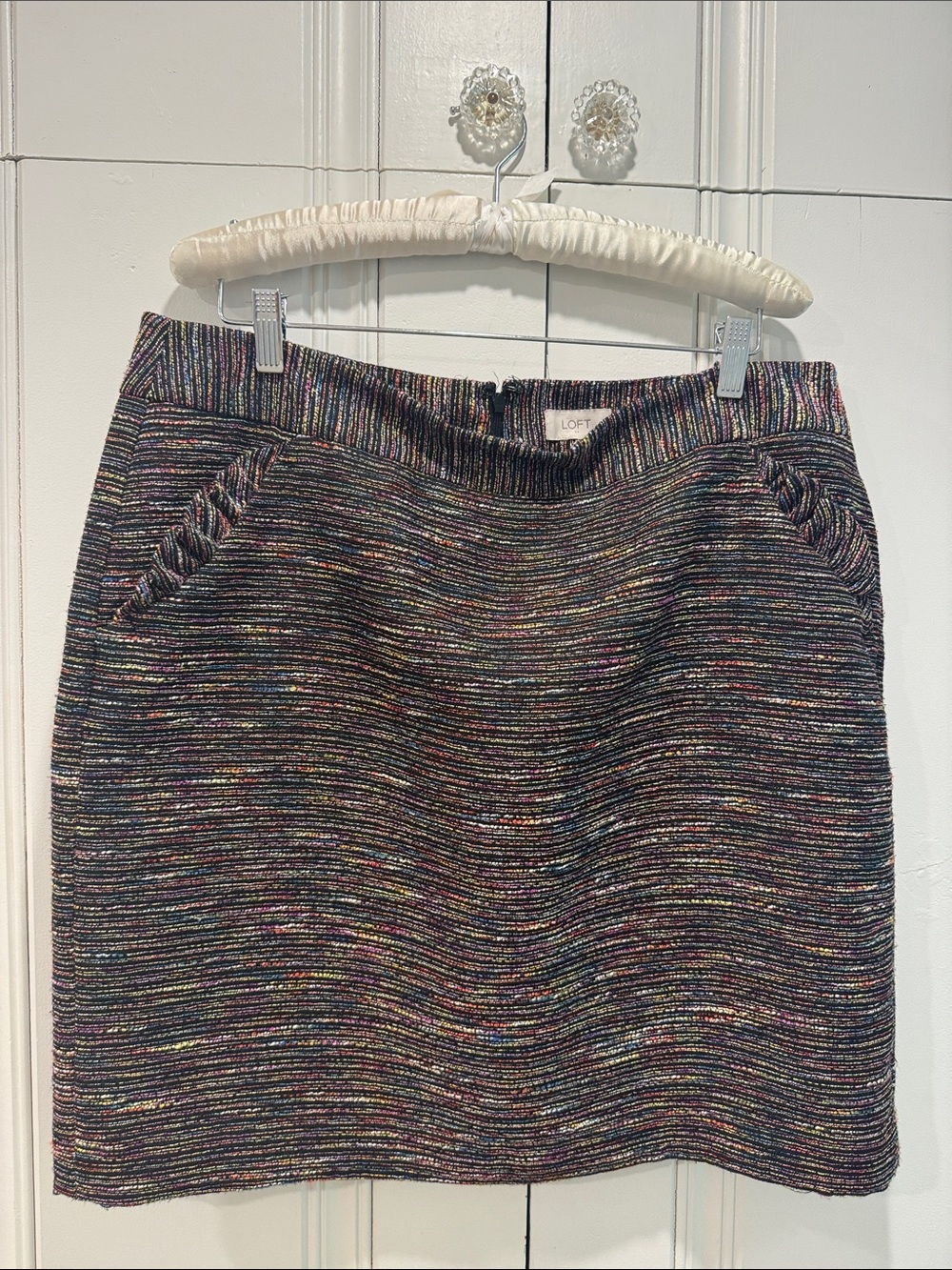 LOFT Black Multicolor-Thread Tweed Mini Skirt